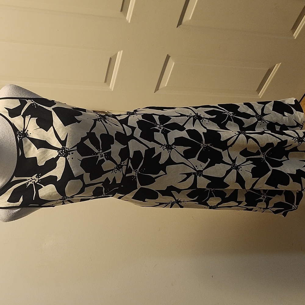 Adrianna Papell Linen Floral Dress Vintage Size 6 Retro